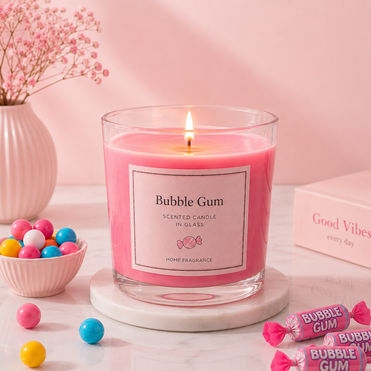 Lumânare Parfumată Bubble Gum – Parfumul Vesel al Copilăriei