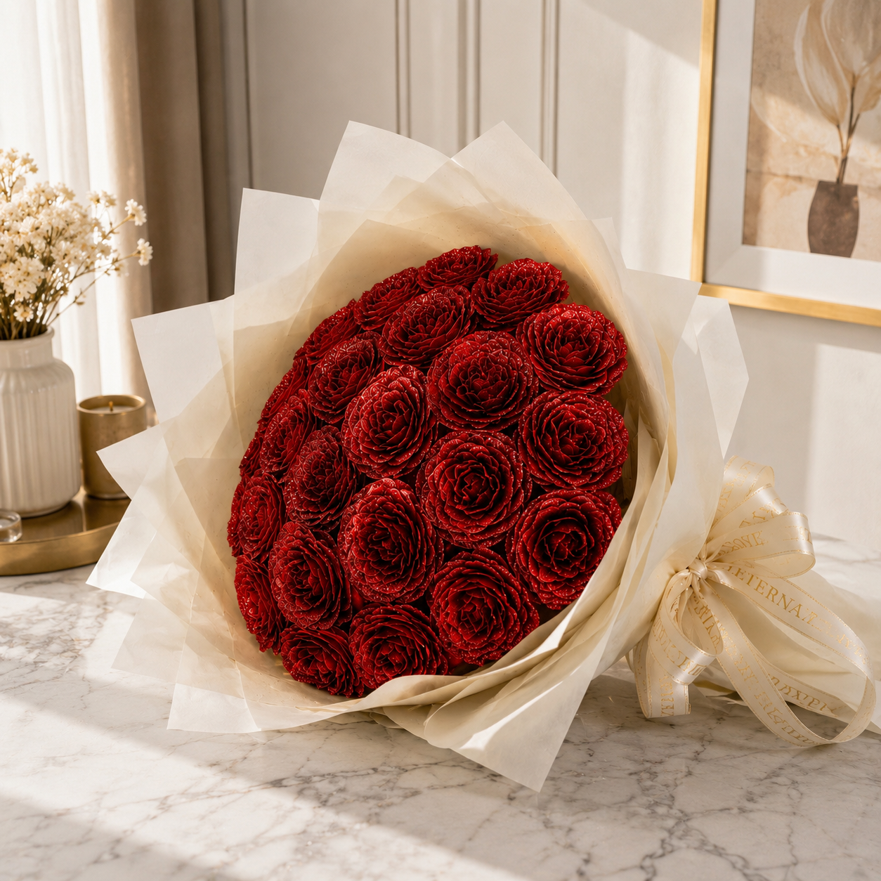 Buchet Red Velvet – 19 Trandafiri Imperiali Roșii