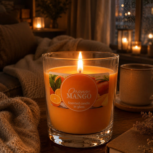 Lumânare Parfumată Orange Mango – Răsfăț Tropical pentru Casa Ta