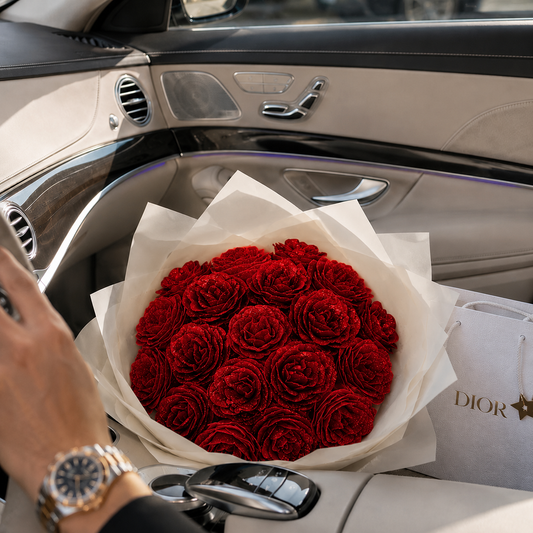 Buchet Red Velvet – 19 Trandafiri Imperiali Roșii