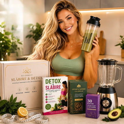 KIT SLĂBIRE & DETOX - Ghid alimentar, blender, shaker, ceai premium