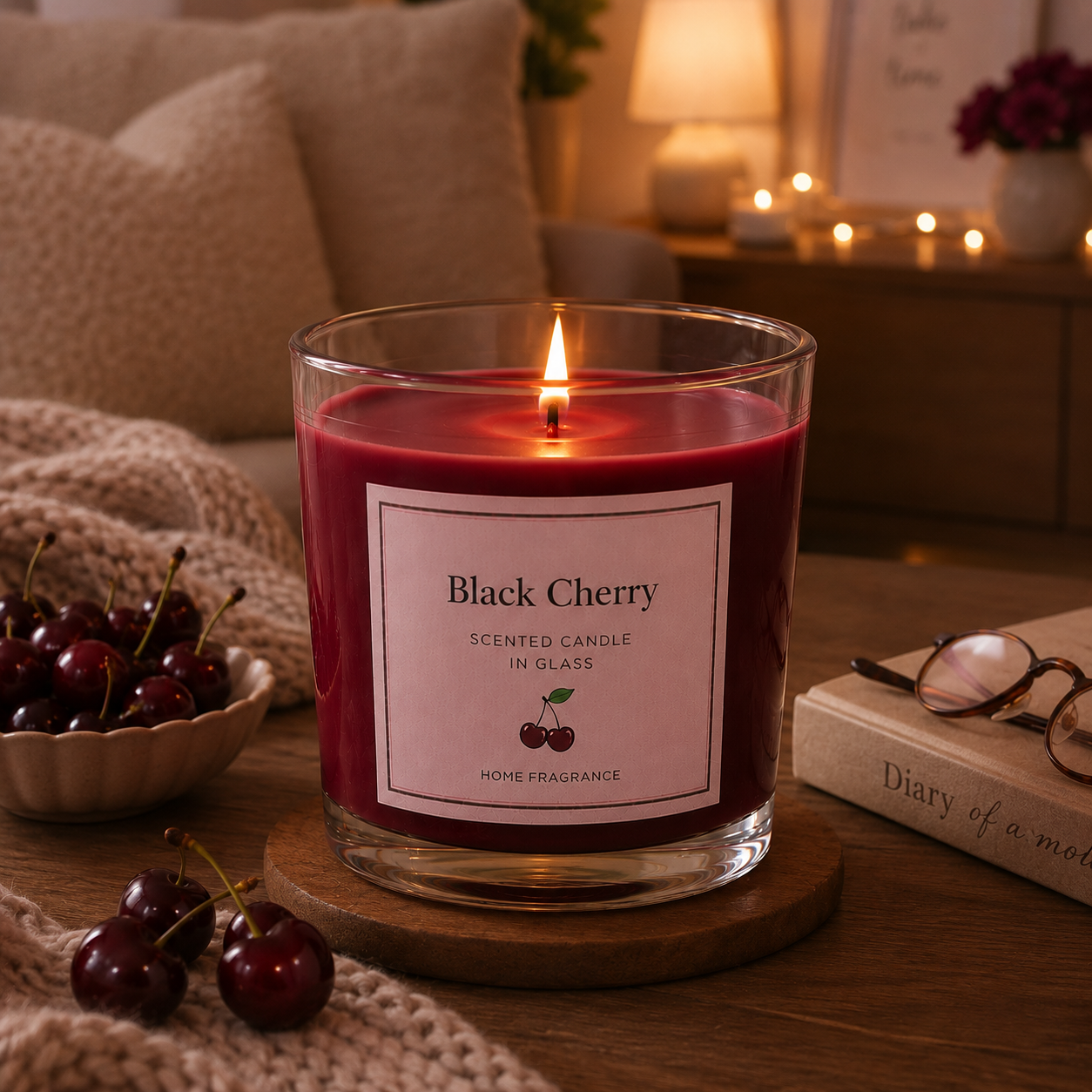 Lumânare Parfumată Black Cherry – Eleganța Dulce a Cireșelor Negre