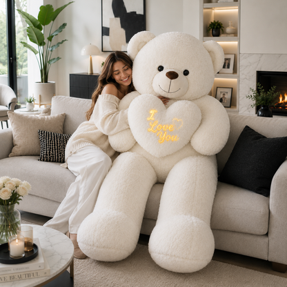 Urs Gigant Alb cu Inimioară “I Love You”
