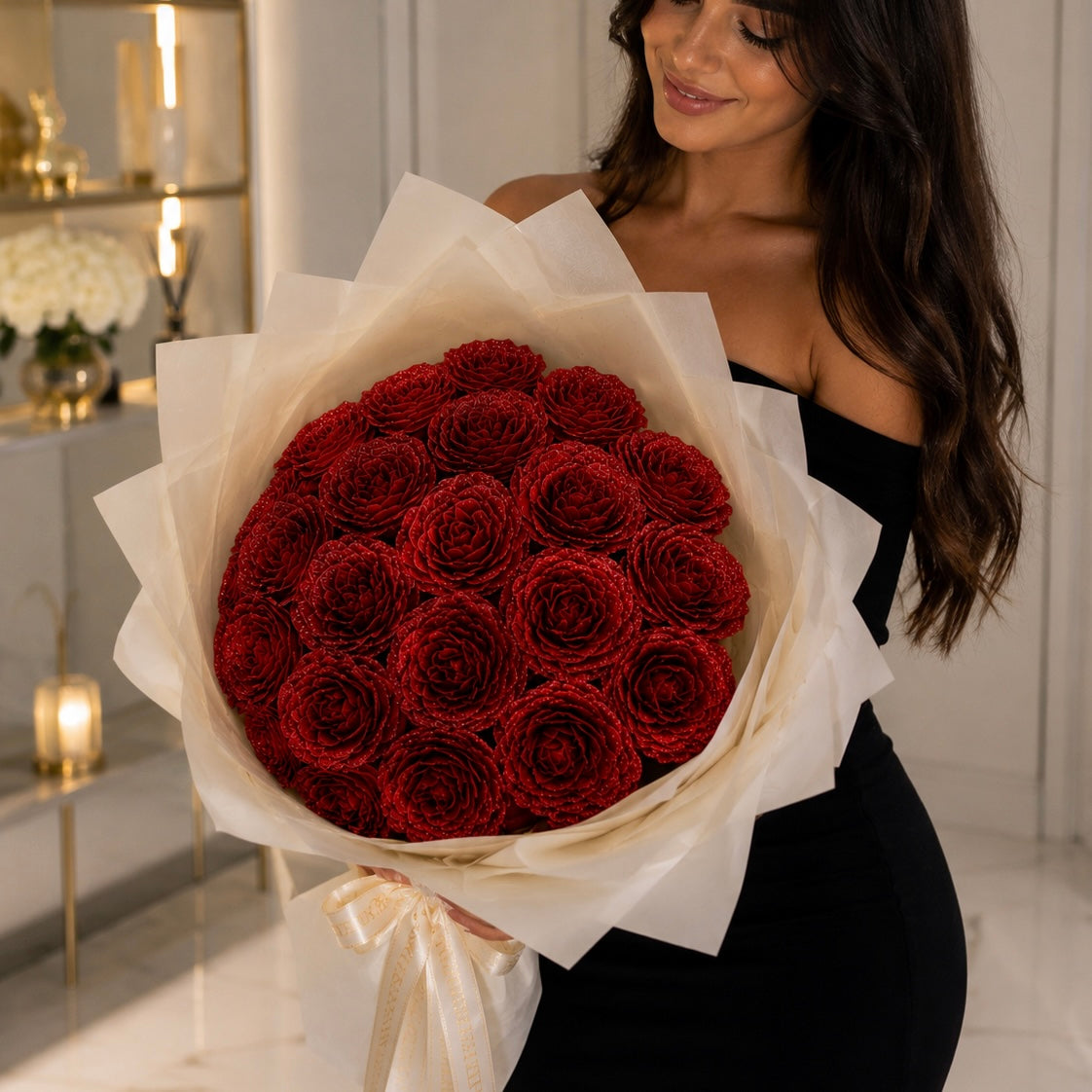 Buchet Red Velvet – 19 Trandafiri Imperiali Roșii
