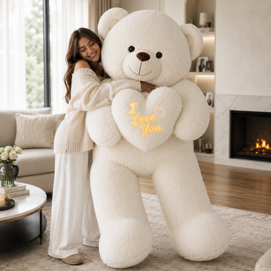 Urs Gigant Alb cu Inimioară “I Love You”