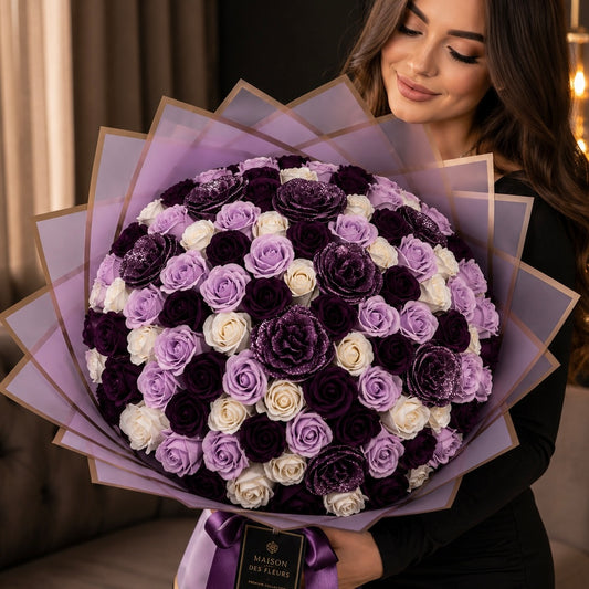 Lavender Prestige – Buchet Exclusiv 101 Trandafiri 💜