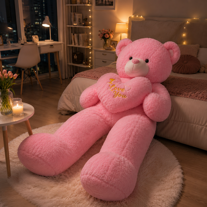 Urs Gigant Roz cu Inimioară „I Love You”